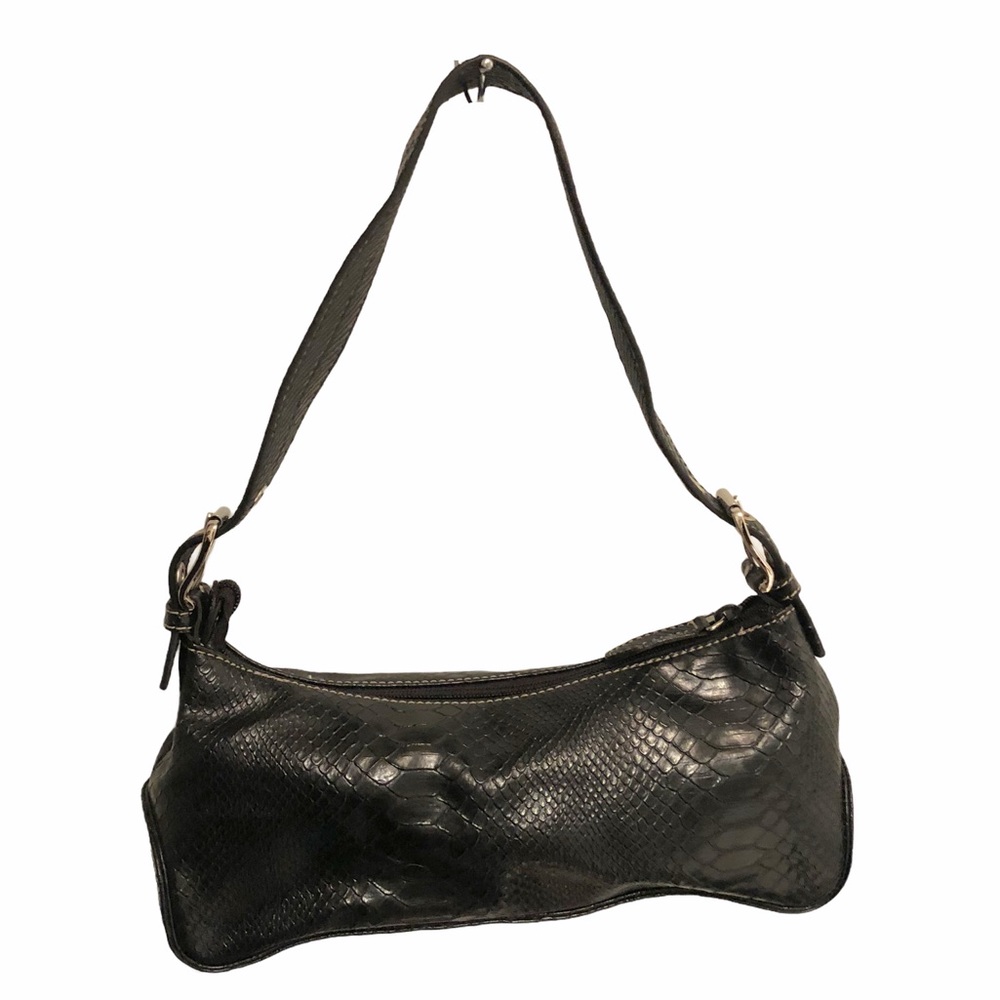 Nine West Black Snake Skin Trendy Boho Purse